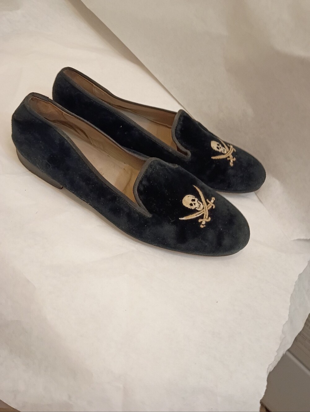 Stubbs & Wootton mens Sz 11 Shoes Skull Velvet Distressed - Picture 3 of 16